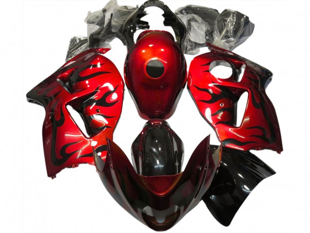 Red & Black Flame 1997-2007 Suzuki GSXR 1300 Hayabusa Motorcycle Fairing Red & Black Flame 1997-2007 Suzuki GSXR 1300 Hayabusa Motorcycle Fairing
