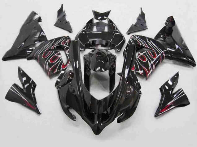 Red Black Flame 2004-2005 Kawasaki ZX10R Motorcycle Fairing Red Black Flame 2004-2005 Kawasaki ZX10R Motorcycle Fairing