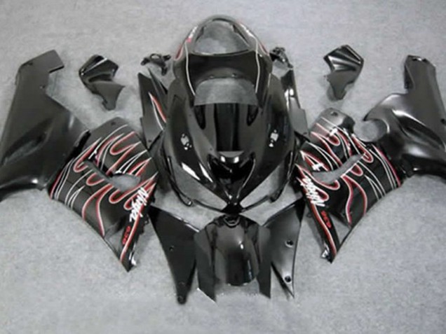 Red Black Flame 2005-2006 Kawasaki ZX6R Motorcycle Fairing Red Black Flame 2005-2006 Kawasaki ZX6R Motorcycle Fairing