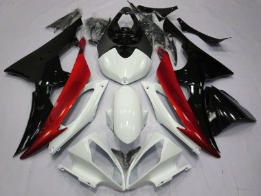 Red Black and White 2008-2016 Yamaha R6 Motorcycle Fairing
