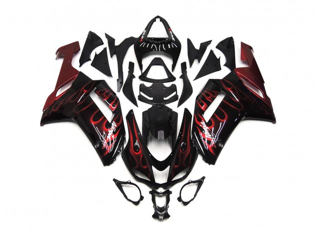 Red Gloss Flame 2007-2008 Kawasaki ZX6R Motorcycle Fairing Red Gloss Flame 2007-2008 Kawasaki ZX6R Motorcycle Fairing