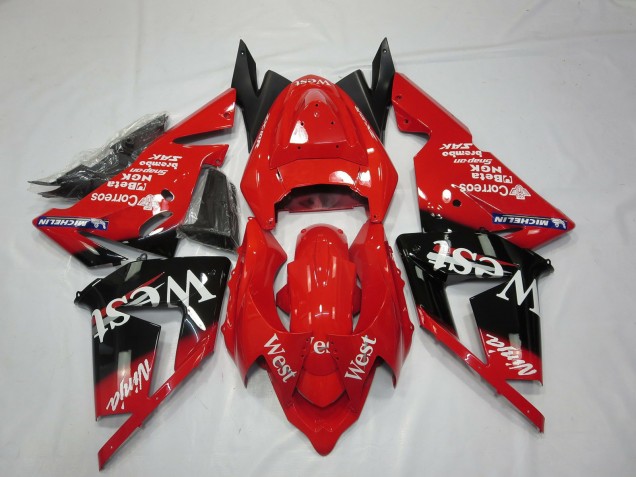 Red West 2004-2005 Kawasaki ZX10R Motorcycle Fairing Red West 2004-2005 Kawasaki ZX10R Motorcycle Fairing