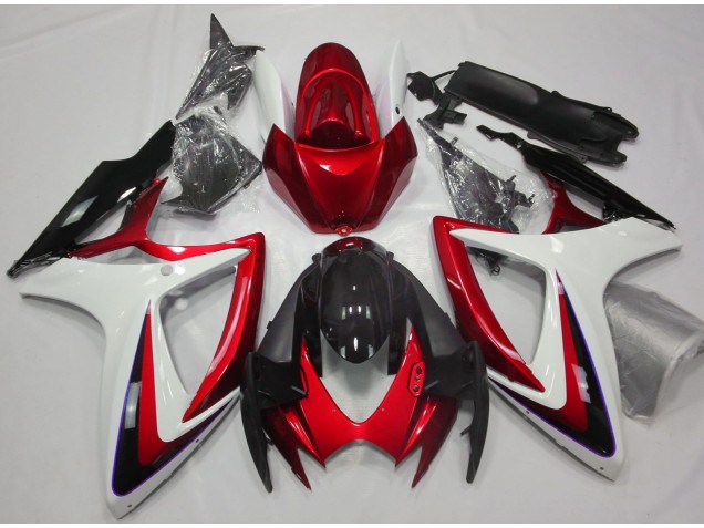 Red & White Debadged 2006-2007 Suzuki GSXR 600-750 Motorcycle Fairing Red & White Debadged 2006-2007 Suzuki GSXR 600-750 Motorcycle Fairing