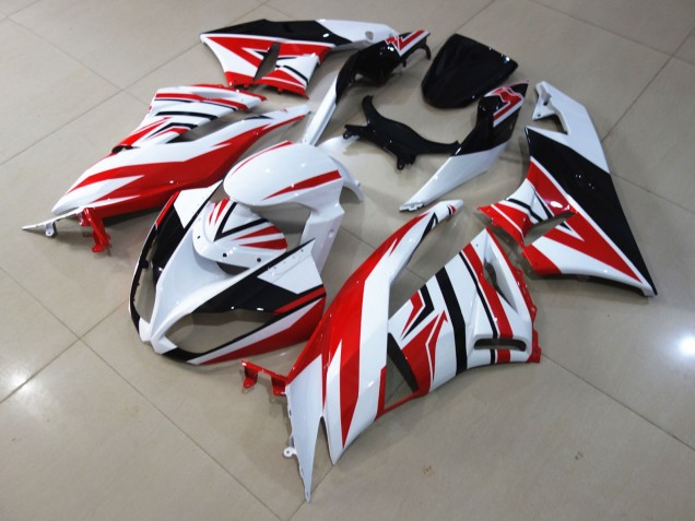 Red White Zagg 2009-2012 Kawasaki ZX6R Motorcycle Fairing Red White Zagg 2009-2012 Kawasaki ZX6R Motorcycle Fairing