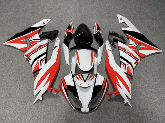 Red White and Black Zag 2009-2012 Kawasaki ZX6R Motorcycle Fairing Red White and Black Zag 2009-2012 Kawasaki ZX6R Motorcycle Fairing