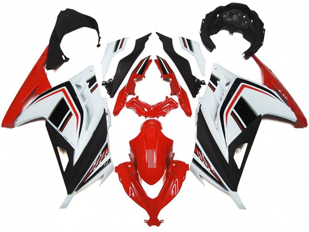 Red White and Gloss Black 2013-2018 Kawasaki Ninja 300 Motorcycle Fairing Red White and Gloss Black 2013-2018 Kawasaki Ninja 300 Motorcycle Fairing