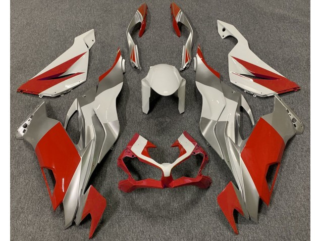 Red White and Silver 2019-2023 Kawasaki ZX6R Motorcycle Fairing Red White and Silver 2019-2023 Kawasaki ZX6R Motorcycle Fairing