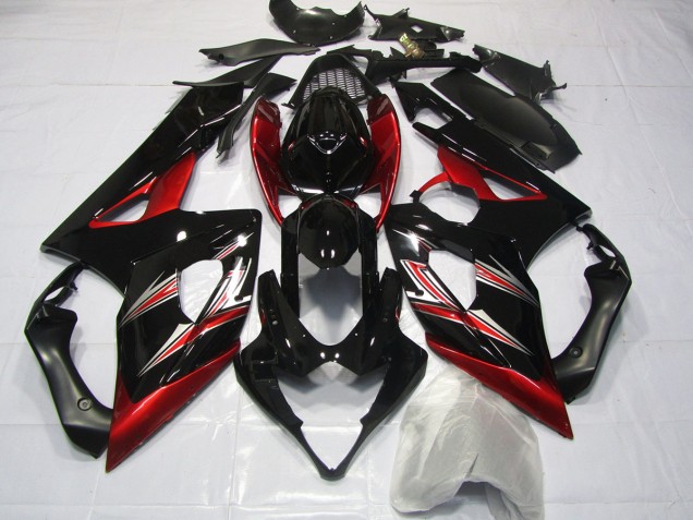 Red and Black Flare 2005-2006 Suzuki GSXR 1000 Motorcycle Fairing Red and Black Flare 2005-2006 Suzuki GSXR 1000 Motorcycle Fairing