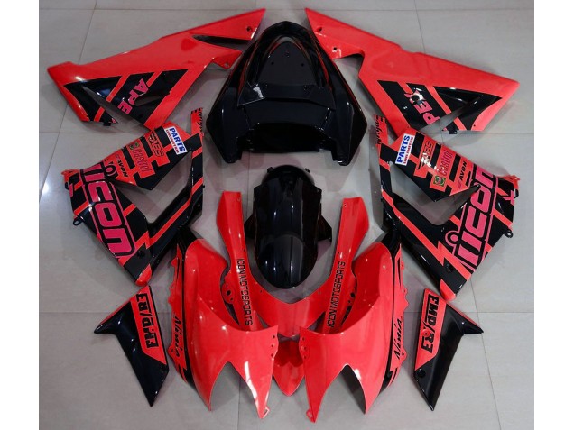 Red and Black & Logos 2004-2005 Kawasaki ZX10R Motorcycle Fairing Red and Black & Logos 2004-2005 Kawasaki ZX10R Motorcycle Fairing