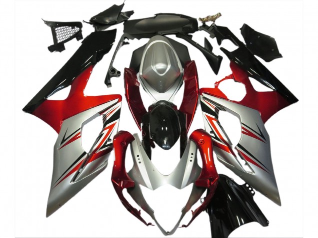 Red and Silver 2005-2006 Suzuki GSXR 1000 Motorcycle Fairing Red and Silver 2005-2006 Suzuki GSXR 1000 Motorcycle Fairing