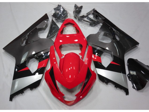 Red and Silver Gloss 2004-2005 Suzuki GSXR 600-750 Motorcycle Fairing Red and Silver Gloss 2004-2005 Suzuki GSXR 600-750 Motorcycle Fairing