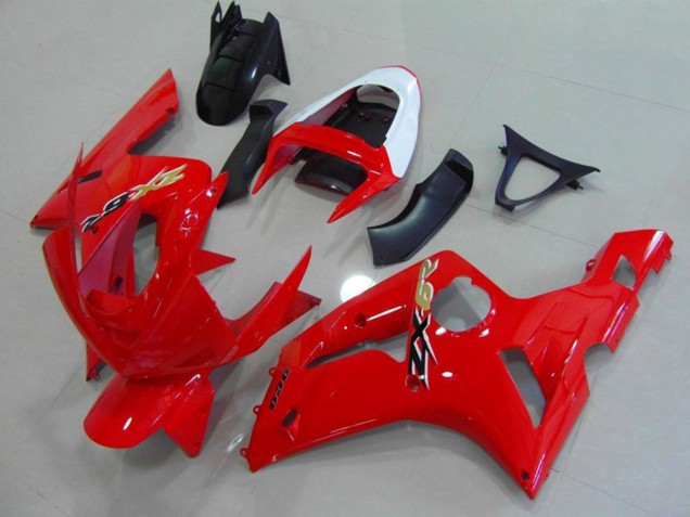 Red and White 2003-2004 Kawasaki ZX6R Motorcycle Fairing Red and White 2003-2004 Kawasaki ZX6R Motorcycle Fairing