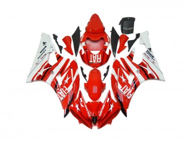 Red and White Star Fiat 2006-2007 Yamaha R6 Motorcycle Fairing