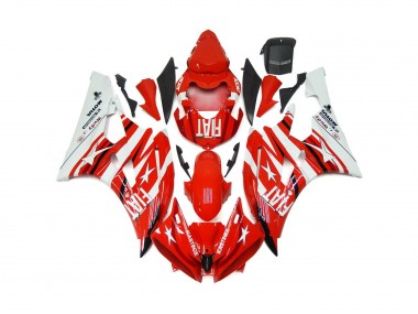 Red and White Star Fiat 2006-2007 Yamaha R6 Motorcycle Fairing