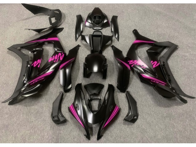 Satin Black & Pink 2016-2019 Kawasaki ZX10R Motorcycle Fairing Satin Black & Pink 2016-2019 Kawasaki ZX10R Motorcycle Fairing