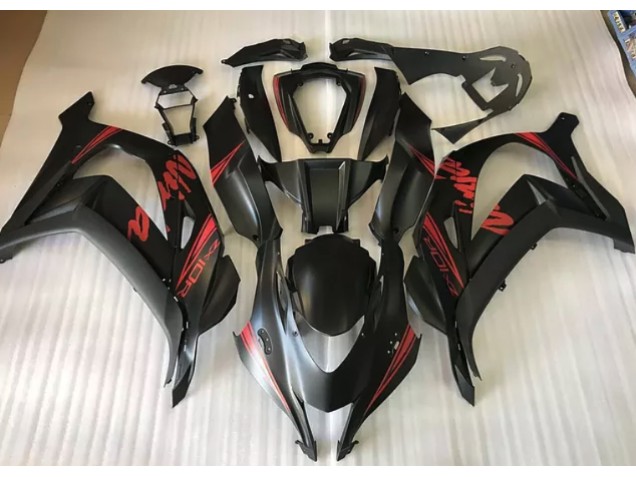 Satin Black & Red 2016-2019 Kawasaki ZX10R Motorcycle Fairing Satin Black & Red 2016-2019 Kawasaki ZX10R Motorcycle Fairing