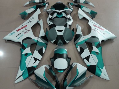 Seafoam Green Snow Camo 2008-2016 Yamaha R6 Motorcycle Fairing