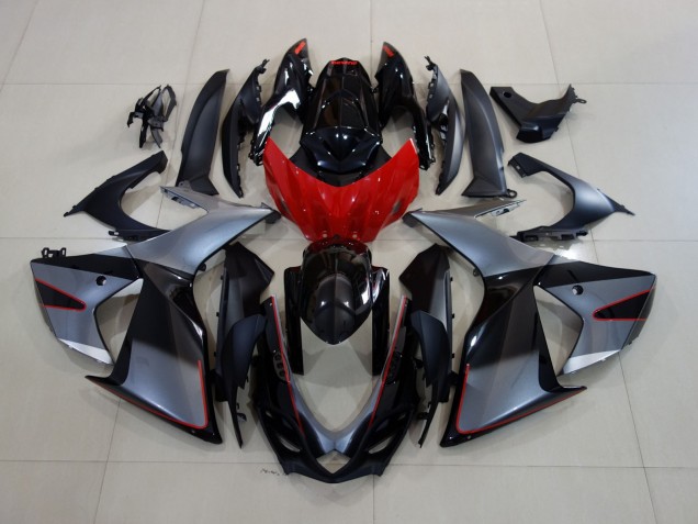 Shiny Grey / Black with Red 2011-2024 Suzuki GSXR 600-750 Motorcycle Fairing Shiny Grey / Black with Red 2011-2024 Suzuki GSXR 600-750 Motorcycle Fairing
