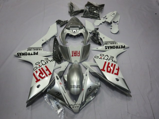 Silver Fiat 2007-2008 Yamaha R1 Motorcycle Fairing Silver Fiat 2007-2008 Yamaha R1 Motorcycle Fairing