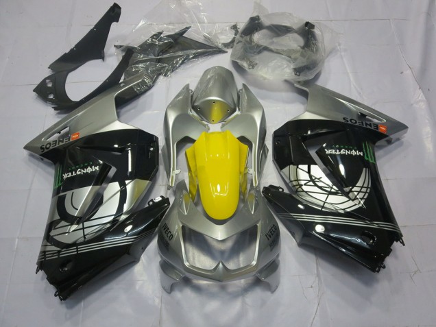 Silver and Black 2008-2012 Kawasaki Ninja 250 Motorcycle Fairing Silver and Black 2008-2012 Kawasaki Ninja 250 Motorcycle Fairing