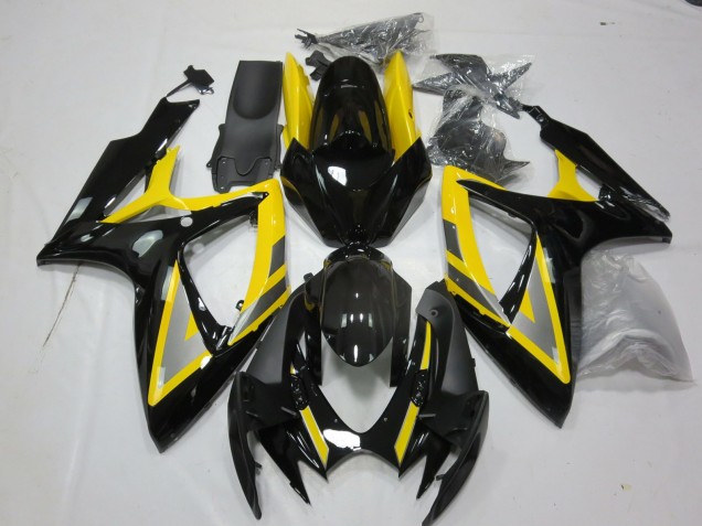Silver and Black Yellow 2006-2007 Suzuki GSXR 600-750 Motorcycle Fairing Silver and Black Yellow 2006-2007 Suzuki GSXR 600-750 Motorcycle Fairing