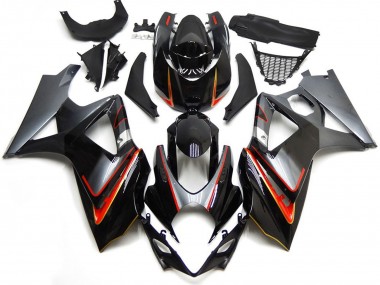 Silver and Black with Red 2007-2008 Suzuki GSXR 1000 Motorcycle Fairing