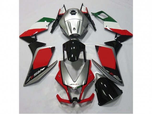 Silver and Red 2012-2015 Aprilia RS4 125 Motorcycle Fairing Silver and Red 2012-2015 Aprilia RS4 125 Motorcycle Fairing