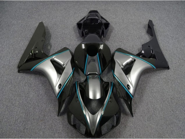 Silver with Blue Pin Stripe 2006-2007 Honda CBR1000RR Motorcycle Fairing Silver with Blue Pin Stripe 2006-2007 Honda CBR1000RR Motorcycle Fairing