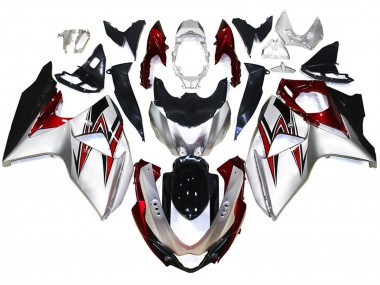 Silver with Red Hints 2009-2016 Suzuki GSXR 1000 Motorcycle Fairing