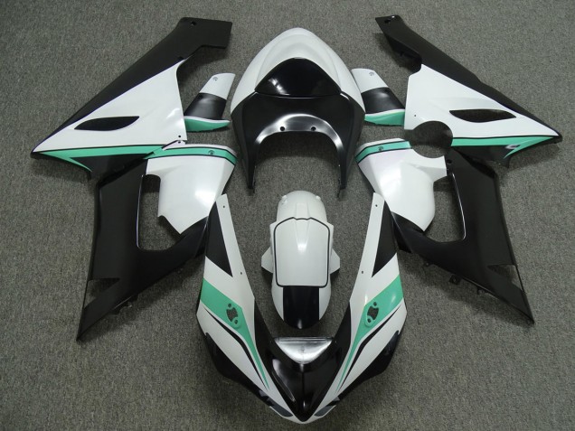 Teal White and Black 2005-2006 Kawasaki ZX6R Motorcycle Fairing Teal White and Black 2005-2006 Kawasaki ZX6R Motorcycle Fairing