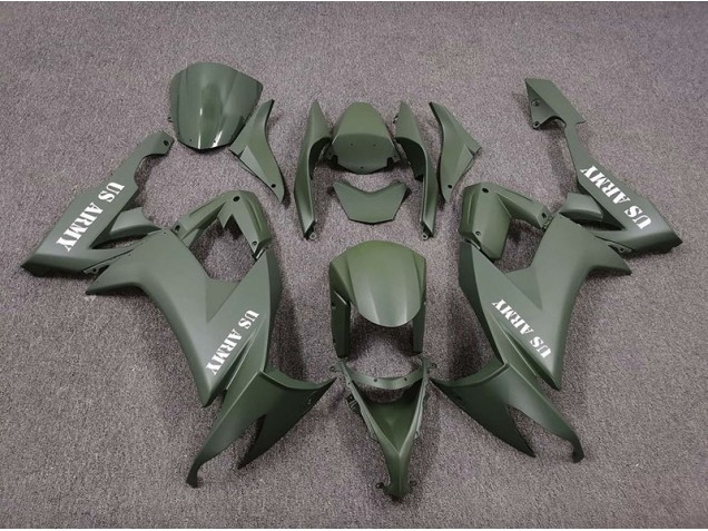 US Army Matte Green 2008-2010 Kawasaki ZX10R Motorcycle Fairing US Army Matte Green 2008-2010 Kawasaki ZX10R Motorcycle Fairing