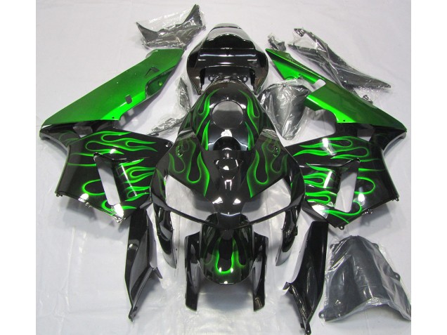 Vibrant Green Flame 2005-2006 Honda CBR600RR Motorcycle Fairing Vibrant Green Flame 2005-2006 Honda CBR600RR Motorcycle Fairing
