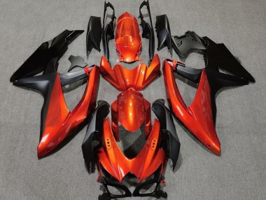 Vibrant Orange in Black 2008-2010 Suzuki GSXR 600-750 Motorcycle Fairing