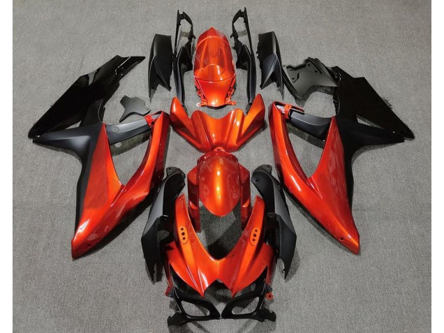 Vibrant Orange in Black 2008-2010 Suzuki GSXR 600-750 Motorcycle Fairing Vibrant Orange in Black 2008-2010 Suzuki GSXR 600-750 Motorcycle Fairing