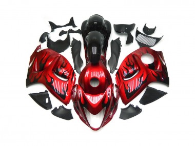 Vibrant Red with Black Flames 2008-2020 Suzuki GSXR 1300 Hayabusa Motorcycle Fairing