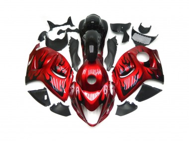 Vibrant Red with Black Flames 2008-2020 Suzuki GSXR 1300 Hayabusa Motorcycle Fairing