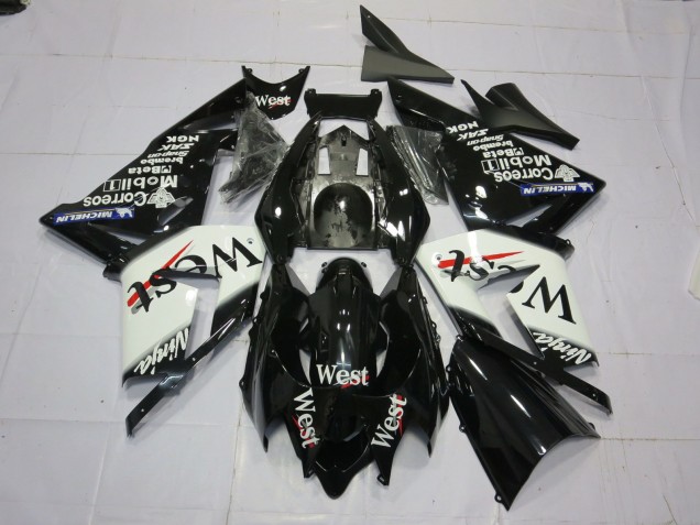 West White Black 2004-2005 Kawasaki ZX10R Motorcycle Fairing West White Black 2004-2005 Kawasaki ZX10R Motorcycle Fairing