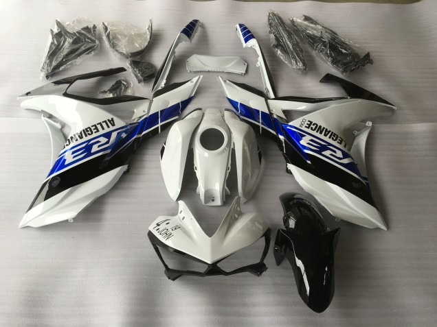 White Blue and Black 2015-2018 Yamaha R3 Motorcycle Fairing White Blue and Black 2015-2018 Yamaha R3 Motorcycle Fairing
