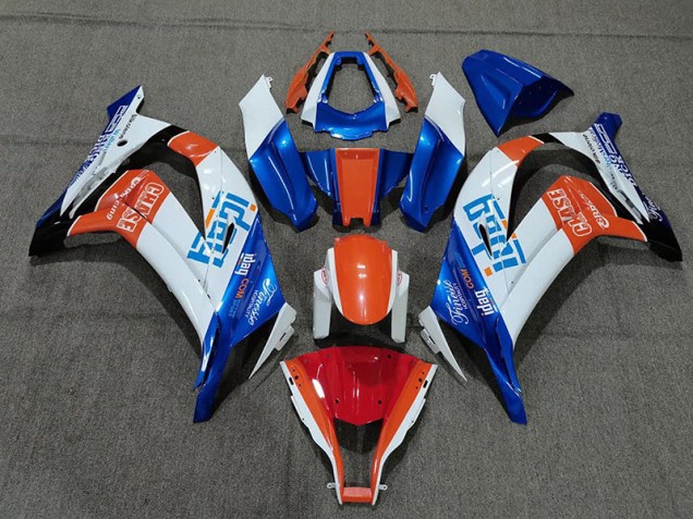 White Blue and Orange 2011-2015 Kawasaki ZX10R Motorcycle Fairing White Blue and Orange 2011-2015 Kawasaki ZX10R Motorcycle Fairing