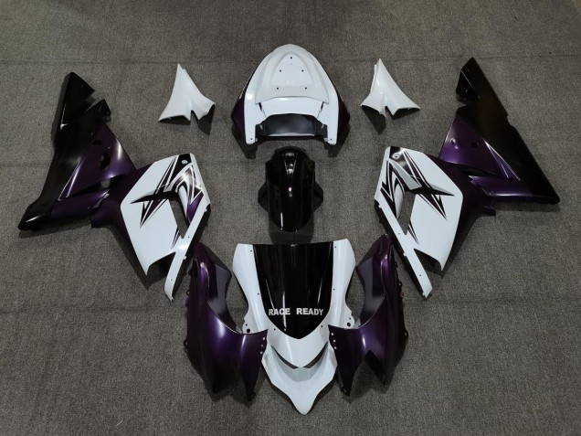 White Purple and Black 2004-2005 Kawasaki ZX10R Motorcycle Fairing White Purple and Black 2004-2005 Kawasaki ZX10R Motorcycle Fairing