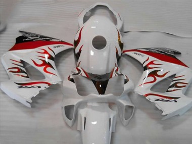 White Red Flame 2002-2012 Honda VFR800 Motorcycle Fairing