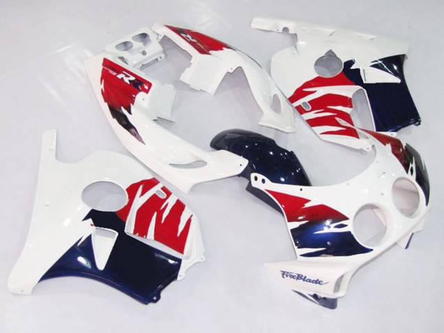 White Red and Blue 1990-1998 Honda CBR250RR Motorcycle Fairing White Red and Blue 1990-1998 Honda CBR250RR Motorcycle Fairing