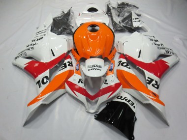White Red and Orange Repsol 2009-2012 Honda CBR600RR Motorcycle Fairing