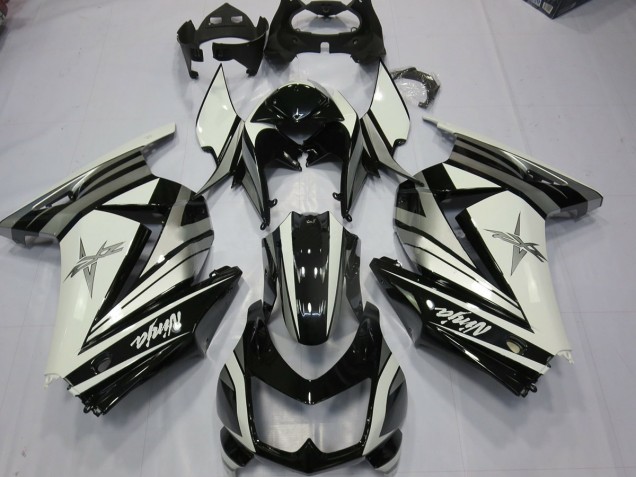 White Silver Star 2008-2012 Kawasaki Ninja 250 Motorcycle Fairing White Silver Star 2008-2012 Kawasaki Ninja 250 Motorcycle Fairing