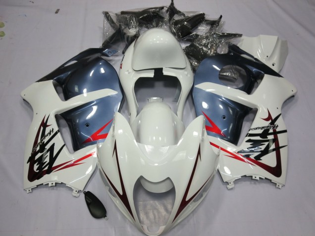 White and Dusty Blue 1997-2007 Suzuki GSXR 1300 Hayabusa Motorcycle Fairing White and Dusty Blue 1997-2007 Suzuki GSXR 1300 Hayabusa Motorcycle Fairing