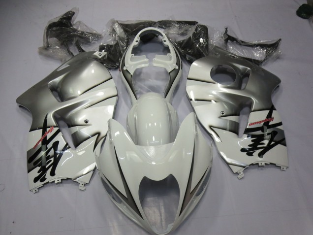 White and Silver 1997-2007 Suzuki GSXR 1300 Hayabusa Motorcycle Fairing White and Silver 1997-2007 Suzuki GSXR 1300 Hayabusa Motorcycle Fairing