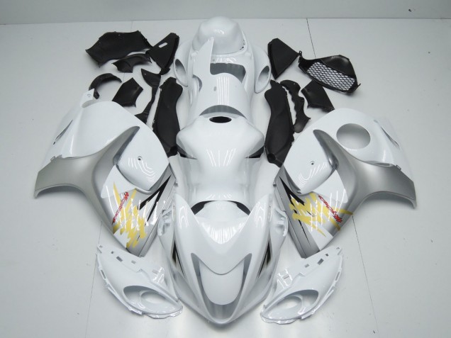 White and Silver 2008-2020 Suzuki GSXR 1300 Hayabusa Motorcycle Fairing White and Silver 2008-2020 Suzuki GSXR 1300 Hayabusa Motorcycle Fairing