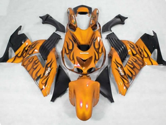 Yellow Black Flame 2006-2011 Kawasaki ZX14R Motorcycle Fairing Yellow Black Flame 2006-2011 Kawasaki ZX14R Motorcycle Fairing