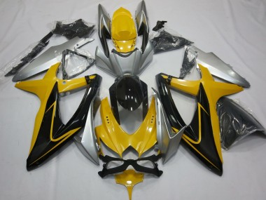 Yellow Black and Silver 2008-2010 Suzuki GSXR 600-750 Motorcycle Fairing