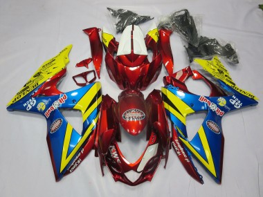 Yellow Red and Blue 2009-2016 Suzuki GSXR 1000 Motorcycle Fairing